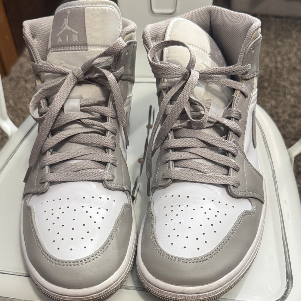 Jordan Gray and White High-Top Sneakers